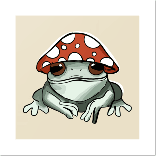 Frog Wearing Mushroom Hat Posters and Art